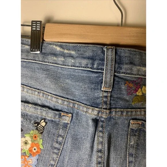 Guess Y2K Mini Denim Skirt Jean Embroidered Sz 31  Fairycore Whimsi Boho Festiva - Picture 9 of 16